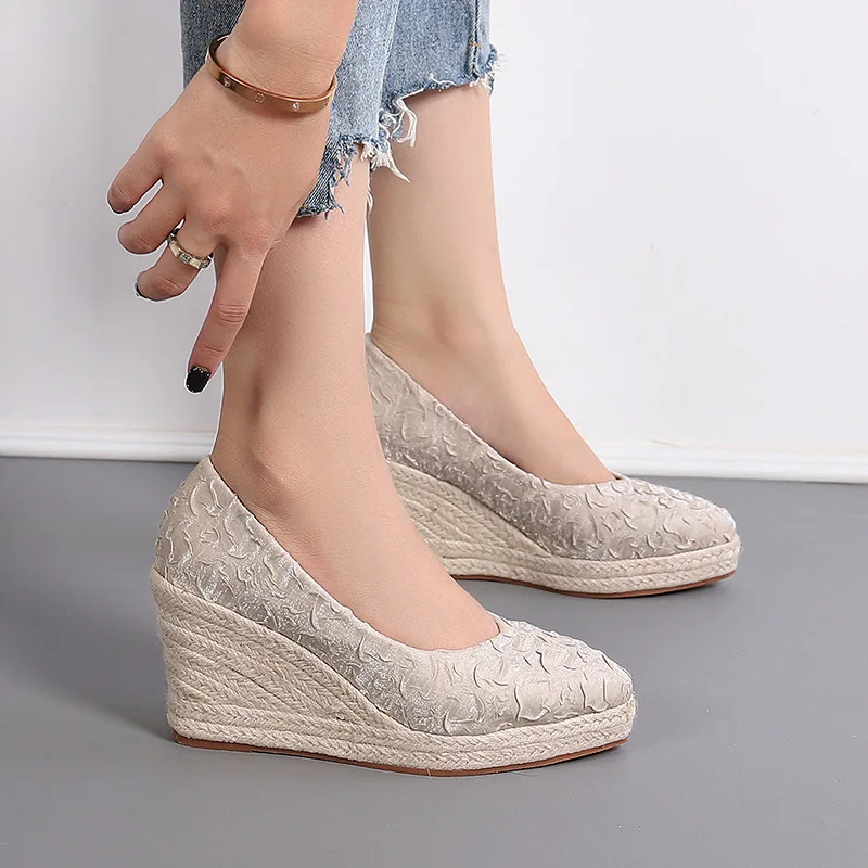 Wedge Espadrille Women - 8cm Boyut 34-42 Nefes Alabilen Rahat