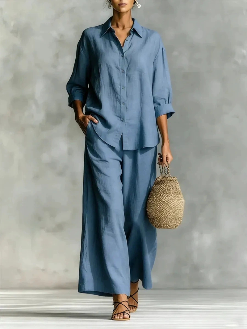 Linen Pant Wide - Kadın Yeni 7 Kollu Gömlek ve